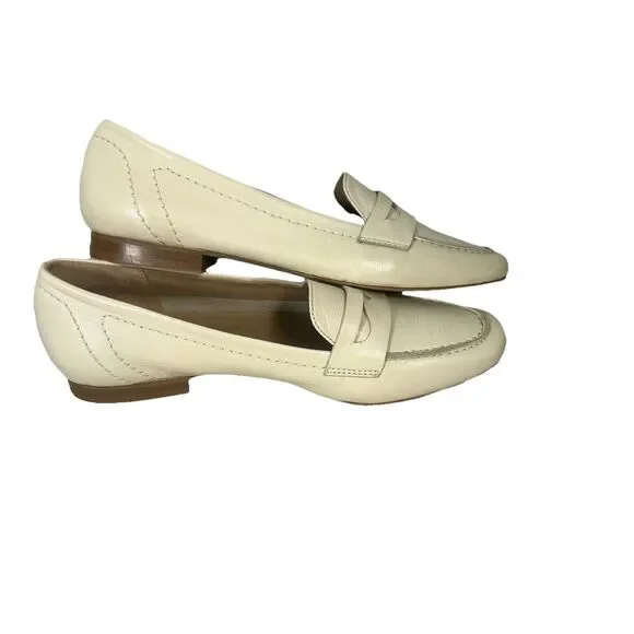 Coach And Four Dana Loafers Cream Leather Upper Slip-On Style Size 8 Italian - Picture 10 of 10